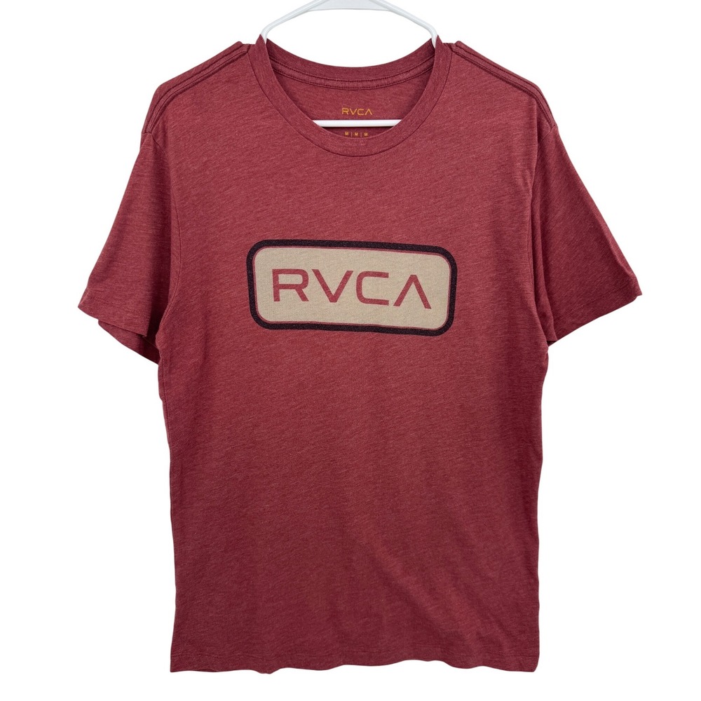 RVCA Mens Graphic T-Shirt Red Heather Short Sleeve Logo Tee Size Medium